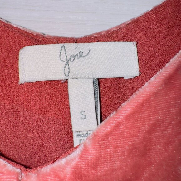 Joie Women's Pink Short Sleeve Cold Shoulder Velvet Cami Top size small - Picture 3 of 7